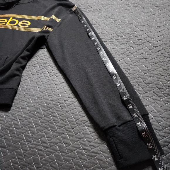 bebe Sport Logo Print Long Sleeve Hooded Pullover Sweatshirt w/ Thumb Holes SzXL - Picture 13 of 14